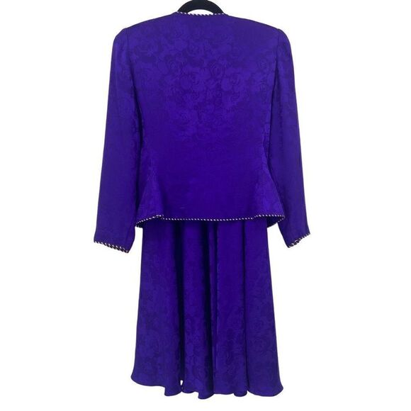 Papell Too Petites Vintage 100% Silk Jacket & Skirt Set Purple Size 6 - Picture 6 of 11